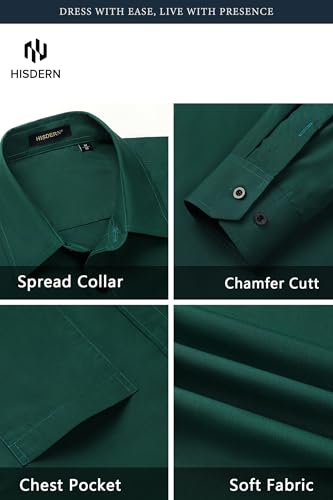 Image of HISDERN Mens Dress Shirt with Tie Pocket Square Set Classic Button Down Shirt Matching Tie Long Sleeve Shirts