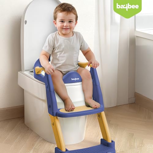 Image of Baybee Lumi 3 IN 1 Baby Potty Seat for Kids with Ladder | Foldable Western Toilet Seat with Step Stool & Adjustable Height | Portable Potty Training Seat | Toilet Chair for Kids 1 to 8 Years (Blue)