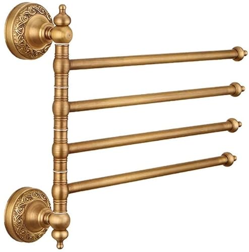 VASDEV Retro Four-Bar, Home Hotel Bathroom Rack Rotatable Copper Electric Drill Perforated Towel Rack Hardware Accessories Shelf Towel Holder Statues Decoration/White needed