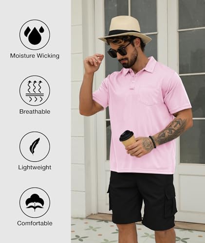 Image of SCODI 5 Pack Mens Pocket Polo Shirts Short Sleeve Golf Casual Work T-Shirt