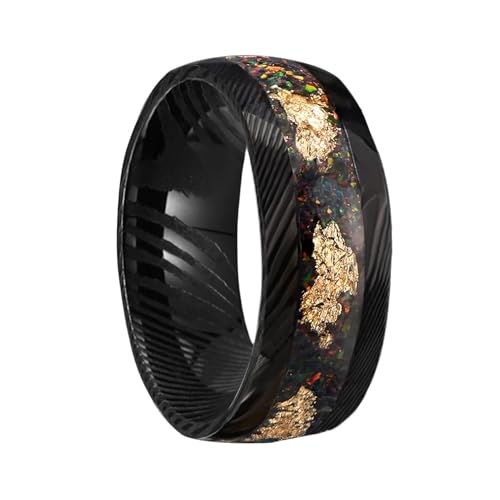 Bague fiançailles tungstène confort au quotidien avec opale et or