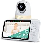 Babysense Prisma Baby Monitor with Camera and Audio, No WiFi 5” HD Video Baby Monitor, 6-Color Night Light, Split Screen Display, Baby Sound Machine with White Noise & Lullabies, Secure Hack Proof