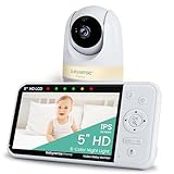 Babysense Prisma Baby Monitor with Camera and Audio, 5” HD Video Baby Monitor, 6-Color Night Light, Split Screen, Baby Sound Machine with White Noise & Lullabies, Secure No WiFi
