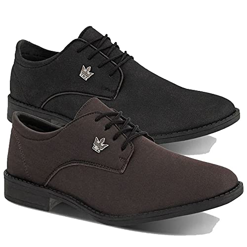 Kit 2 Sapato Oxford Casual Masculino Social De Amarrar Com Salto Para Formatura e Casamento 401-DB C