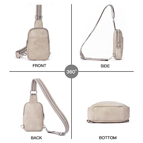 Telena Sling Bag For Women Vegan Leather Fanny Pack Crossbody Bags Chest Bag For Women Grey #TOP6