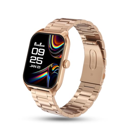 Image of PunnkFunnk Nexoro 2.01 inch Smartwatch for Men & Women Bluetooth Call, Heart Rate, SpO2, Sleep & 100+ Sports Modes, IP68 Waterproof, Compatible with Android & iPhone (Metal Gold)