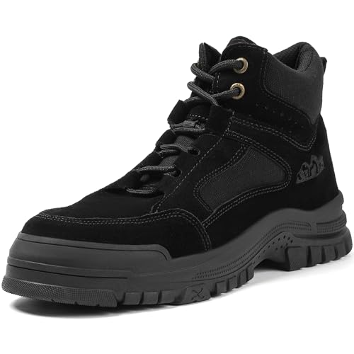 Safety Work Boots for Men - Waterproof Steel Toe Boots Mens Slip Resistant Safety Industrial Boots Construction Shoes