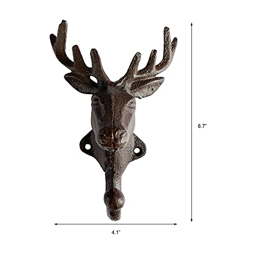 Rustic Heavy Duty Cast Iron Decorative Deer Wall Hooks Deer Antler Key Hat Holder Hanging Towel Key Coat Hook Rack Durable Iron Hanger Living Room Bathroom Room Kitchen Farmhouse Wall Decoration #TOP2