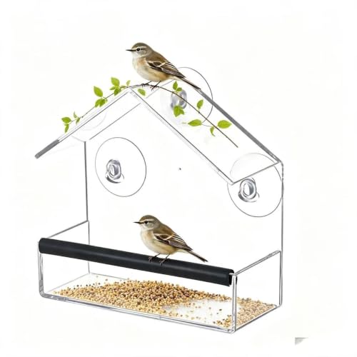 Window Bird Feeder with Strong Suction Cups, Clear Acrylic Bird