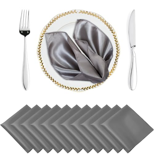 Pack of 100 Satin Napkins 12 x 12 Inch for Wedding Décor – Silver Gray