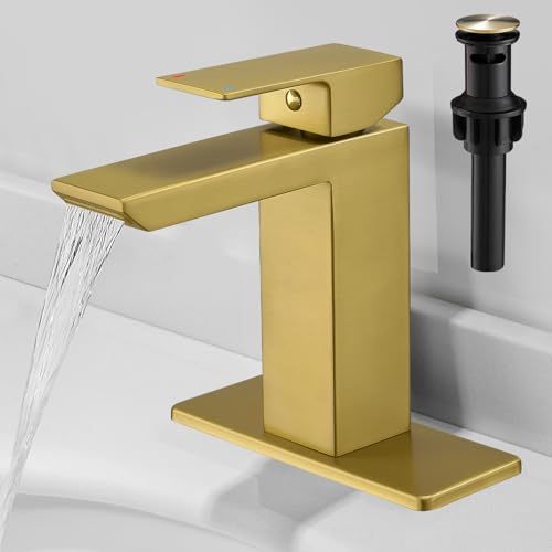 RUMOSE Brushed Gold Bathroom Faucets 1 & 3 Hole Vanity Faucet with Drain by RUMOSE - Used condition - CA$62.29