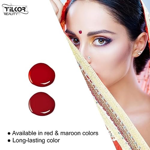 Image of TILKOR Ethnic Elegance: Liquid Sindoor - Smudge-Proof Formula - Skin-Friendly & Safe - Travel-Friendly Packaging - Perfect for Festivals & Special Occasions (Maroon)