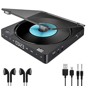 Gueray CD Player Tragbarer mit Doppelte Kopfhöreranschlüsse und Kopfhörer Discman mit Integrierte 1200mAh-Akku Lithium…