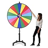 WinSpin 48' Large Giant Spinning Prize Wheel w/Mobile Base, Customizable Logo Prize Wheel Spinner with Stand for Trade Show Commercial Brand Opening Events Carnival, 18 Slots