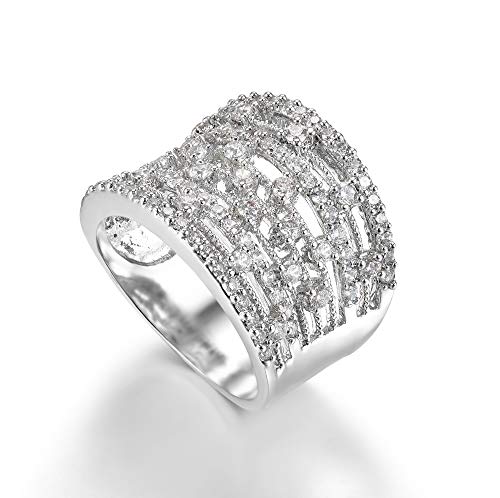 Jewelry Rhodium Plated Cubic Zirconia Eternity Band Cocktail Ring2