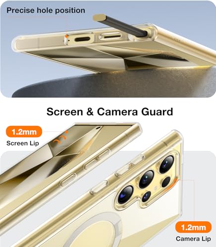 Image of TORRAS 360Spin Magnetic Kickstand for Samsung Galaxy S24 Ultra Case, Compatible with Magsafe, Transparent Slim Protective S24 Ultra Phone Case with Stand&Ring Holder, Ostand Spin, Clear