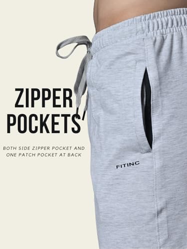 Image of FITINC Regular Fit Cotton Lower Trackpant for Men with Zipper Pockets