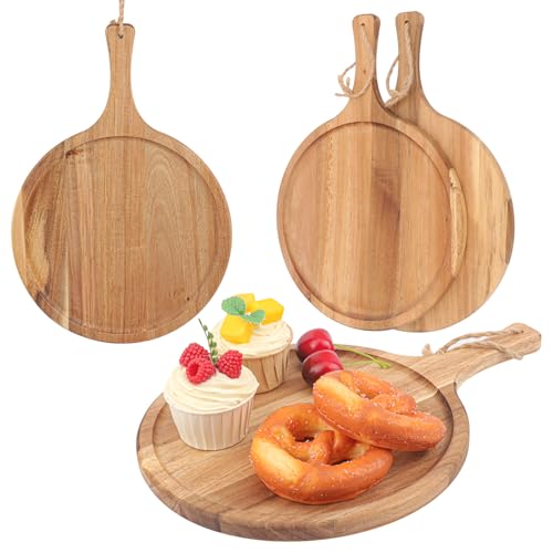 Set de 4 tablas redondas de madera 14 pulgadas con mango miniatura 1