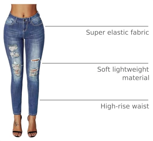 Image of roswear Women's Essentials Ripped Mid Rise Destroyed Skinny Jeans