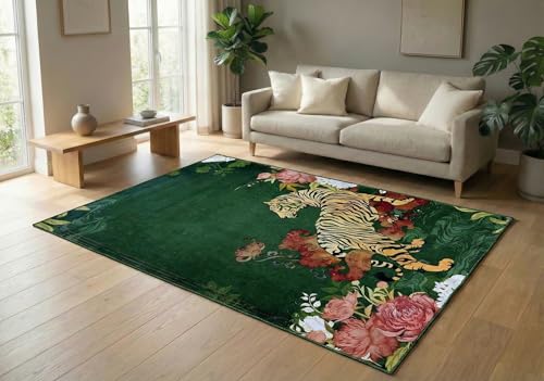 Image of BLUSH & BLOOM 4 x 6 Feet Area Rugs Washable Rug: Modern Animal Print Living Room Rug Soft Anti-Skid Thin Carpet Indoor Floor Non-Shedding Carpets for Bedroom Dining Farmhouse Nursery Home Office