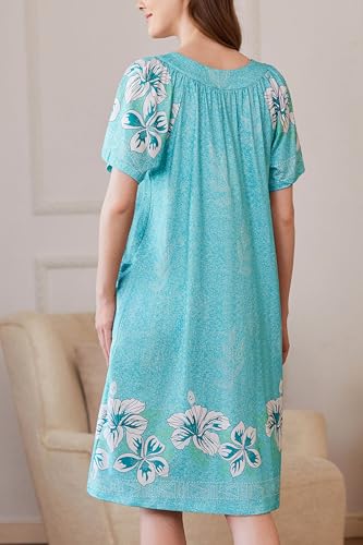 Ekouaer Women Robe Zipper Front Mumu Duster Robes Zip Up Housecoat Soft Sleepwear with Pockets S-3XL4