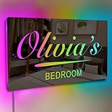 ONPRINTS Personalized Name Mirror LED Light - Name Light Up Sign for Wall - Customized Mirror with Name for Bedroom Party Shop Bar Salon Wedding