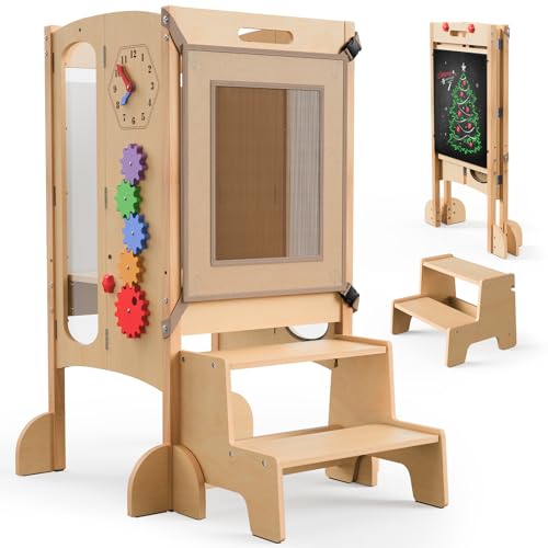 Foldable Toddler Kitchen Stool with Safety Net