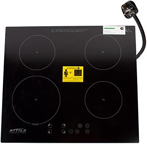 Plug in Induction Hob, 59cm Electric Cooktop Burner, Built in Black Glass Cooker with 4 Cooking Zones