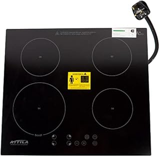 Plug in Induction Hob, 59cm Electric Cooktop Burner, Built in Black Glass Cooker with 4 Cooking Zones