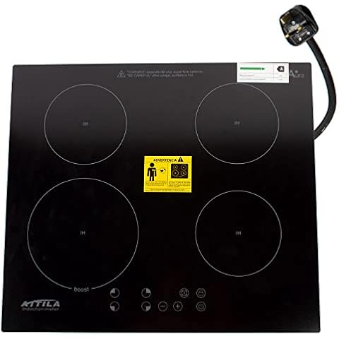 Plug in Induction Hob, 59cm Electric Cooktop Burner, Built in Black Glass Cooker with 4 Cooking Zones Cover