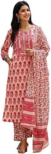 Vaamsi Women's Rayon Blend Floral Printed Straight Kurta Pant With Dupatta