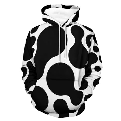 Hoodie vache noire et blanche UMENG sweatshirt à capuche unisexe taille S