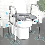 Asiento elevador de inodoro con reposabrazos, asiento elevado con altura y ancho ajustables, asiento elevador para personas mayores, discapacitadas y embarazadas
