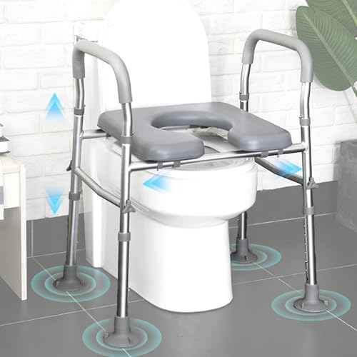 Asiento elevador de inodoro con reposabrazos, asiento elevado con altura y ancho ajustables, asiento elevador para personas mayores, discapacitadas y embarazadas