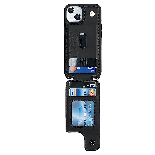 Image of for iPhone 14 Plus Case with Card Holder and Strap for Women,Crossbody Lanyard,RFID Blocking,Stand Ring Kickstand,Snap Clasp,Phone Wallet Cases 6.7 inch(Black)