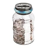 Vinsani Digital Piggy Bank Counter, Automatic UK Coin Counting Jar Money Box for Kids and Adult, Safe Money Bank Coin Saving Pot Container with LCD Display and Large Capacity
