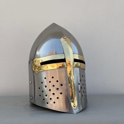 Medieval Knight Sugerloaf Helmet Great Helmet Templar Helmet-Larp Costume Cosplay & Roleplay