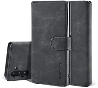 UEEBAI PU Leather Case for Samsung Galaxy Note 10 Plus, Vintage Retro Premium Wallet Flip Cover TPU Inner Shell [Card Slots] [Magnetic Closure] Stand Function Folio Shockproof Full Protection - Black