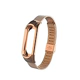 OLLIVAN for Xiaomi Mi Band 3 Replacement Strap, Stainless Steel Wristband Bracelet Replacement Band Wrist Strap for Mi Band 3 Tracker, Host Remove Easily via Double Elastic Buckle (Buckle Rose Gold)
