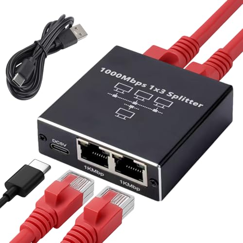 Seefey Switch Ethernet 1 à 3 1000Mbps Multiprise RJ45,1 Pièces Hub RJ4,Hub Ethernet pour Les Ordinateurs Les Routeurs et Les Décodeurs