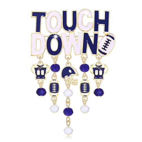 Image of Game Day Brooches for Women Football Brooch Pins Touch Down Brooches Red Black Blue White Team Spirit Accessories Game Day Outfits Football Jewelry Party Favor Gifts