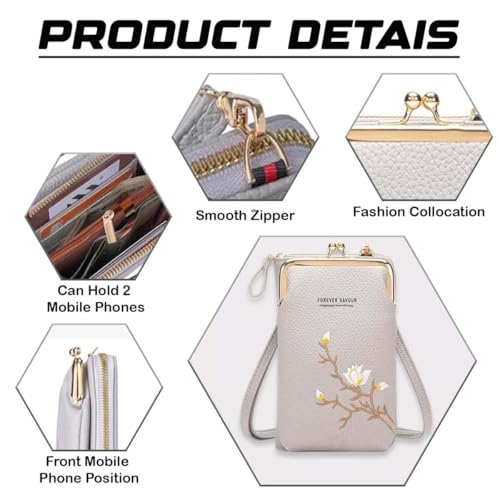 Women Sling Cross-Body Wallet with Mobile Cell Phone Holder, Embroidery Phone Wallet Crossbody for Urban Commuting Women3