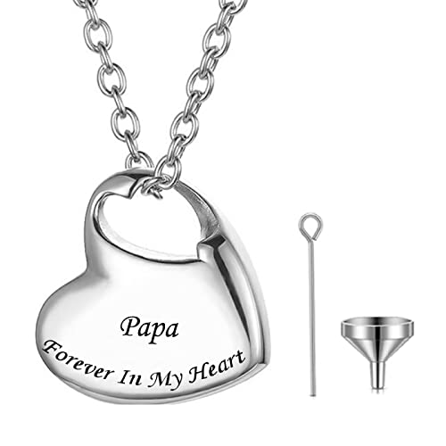 Collier d'urne crémation en cœur pour cendres souvenir commémoratif en acier