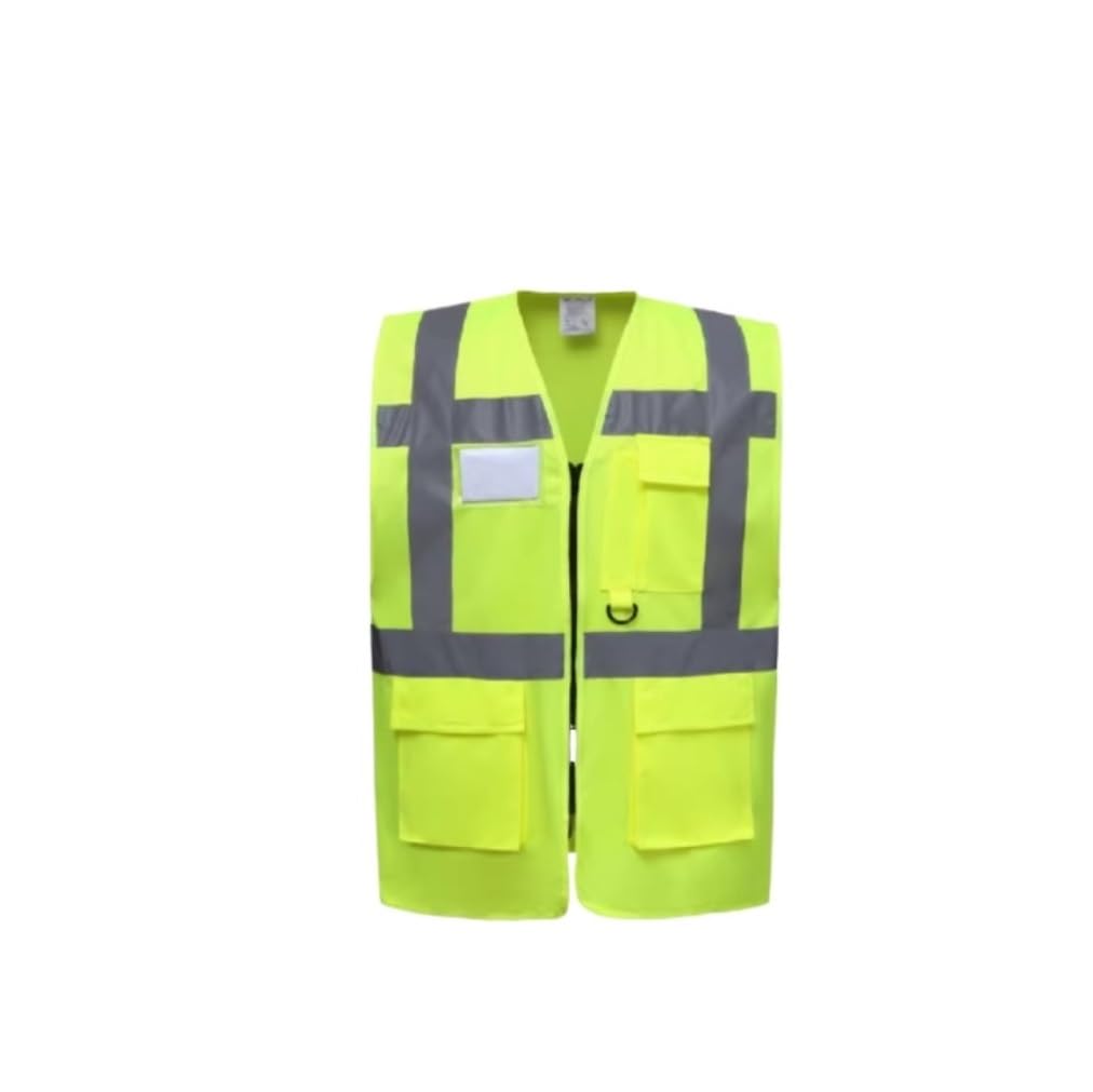 Chalecos Reflejantes Chaleco De Alta Visibilidad con Bolsillo Y Tiras Reflectantes, Chaleco De Uniforme De Trabajo Transpirable Chaleco Trabajo(Yellow,5XL)