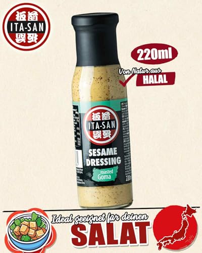 ITA SAN Sesam Dressing, japanese Style, nussig intensiv, vielseitig einsetzbares Dressing zum Kochen und Garnieren, für Salate, Bowls & Dip, 1 x 220 ml