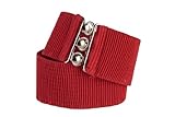 Square Up 2.25 Inch Wide Elastic Fabric Stretch Cinch Belt with 3 Ring Clasp