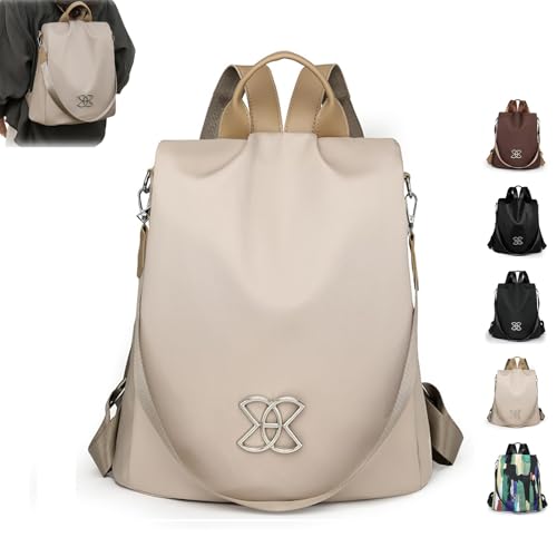 LXCJZY Anti-Theft Large Capacity Backpack,Multi Purpose,Waterproof Lightweight Crossbody Oxford Cloth Shoulder Bags for Womens (White)