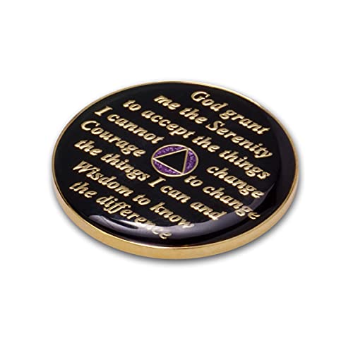 Image of 8 Year Sobriety Coin | Glitter Triplate AA Chip | Recovery Anniversary Token (Purple)
