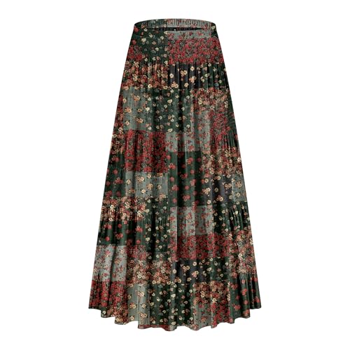 CYiNu Women's Chiffon Elastic High Waist Tiered Pleated Floral Printed