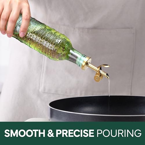 COOK WITH COLOR Glass Olive Oil Bottle Dispenser - 2 Pack- 17oz Oil and Vinegar Cruet - Olive Oil Carafe Decanter for Kitchen, Champagne Bubbles, Green by COOK WITH COLOR - Image 5